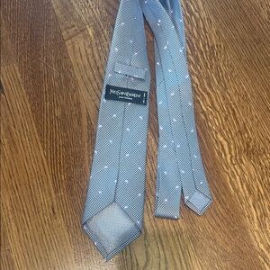 Yves Saint Laurent Blue and White Dotted Tie
